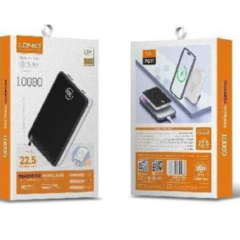 POWER BANK INALAMBRICO + MAGSAFE Y SOPORTE LDNIO PQ17 / 10000 mAh / LCD LED