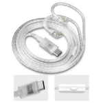 CABLE KZ PLANO LAMINADO EN PLATA TIPO C CON MIC / TRANPARENTE