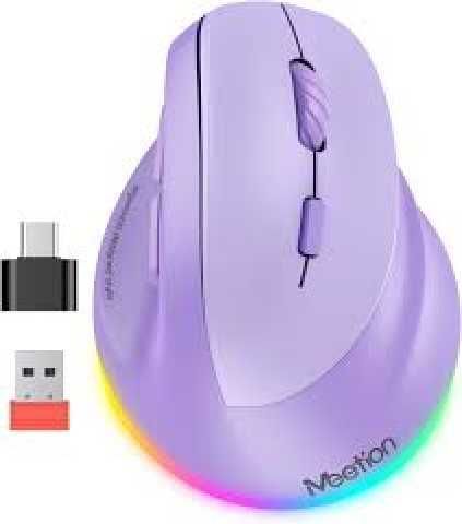 4368_imagen_1.png MOUSE MEETION BTM010R VERTICAL INALAMBRICO RECARGABLE / MORADO - Imagen 1